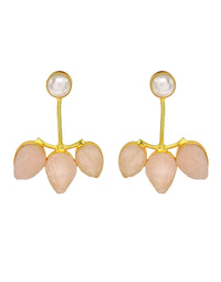 Rose Quartz & Pearl Earrings- Handcrafted Jewellery from Dori