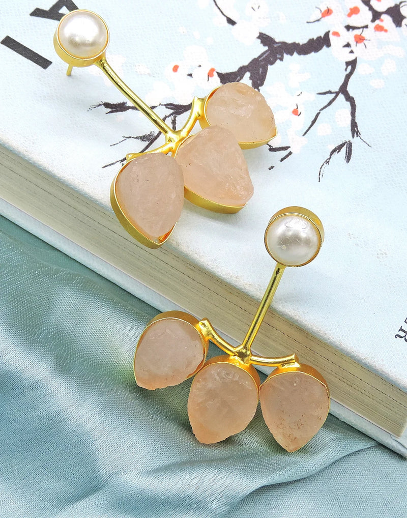 Rose Quartz & Pearl Earrings- Handcrafted Jewellery from Dori