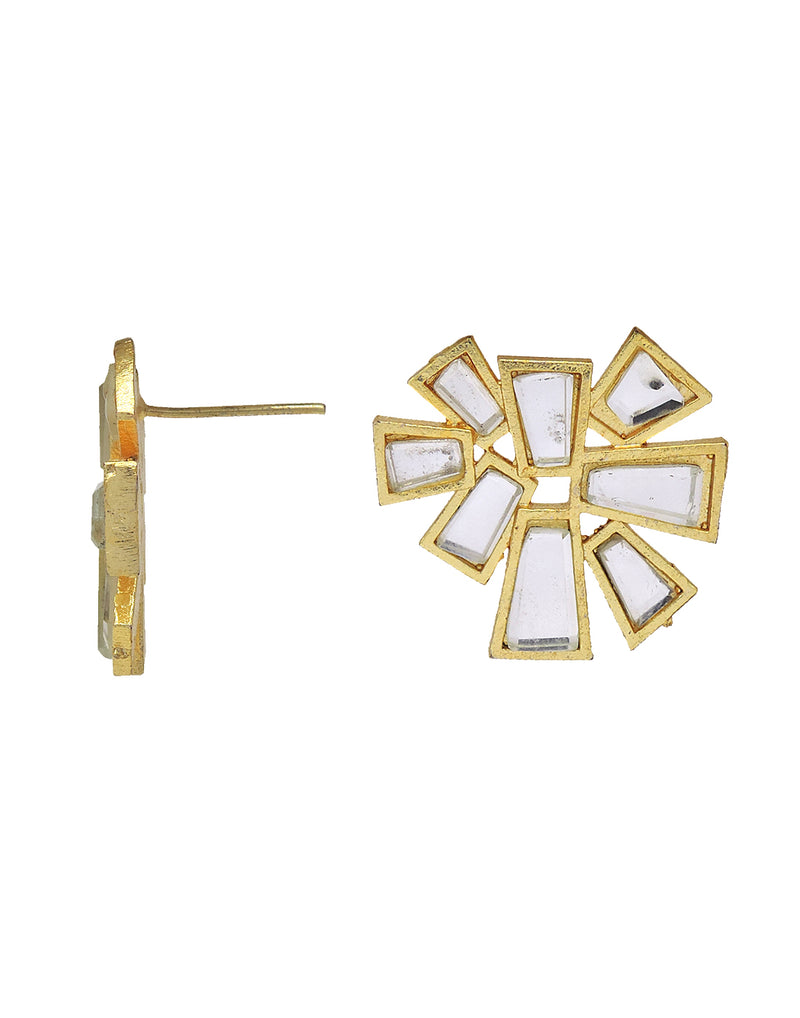 Crystal Cluster Earrings - Statement Earrings - Gold-Plated & Hypoallergenic - Made in India - Dubai Jewellery - Dori