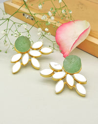 Firework Earrings (Green Fluorite) - Statement Earrings - Gold-Plated & Hypoallergenic - Made in India - Dubai Jewellery - Dori