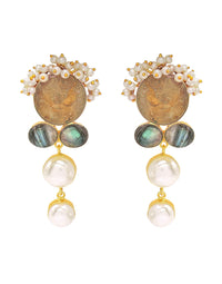 Coin & Labradorite Earrings- Handcrafted Jewellery from Dori