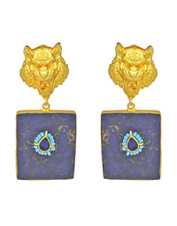 Jaguar Stone Earrings - Statement Earrings - Gold-Plated & Hypoallergenic - Made in India - Dubai Jewellery - Dori