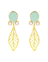 Amazonite Leaf Earrings- Handcrafted Jewellery from Dori