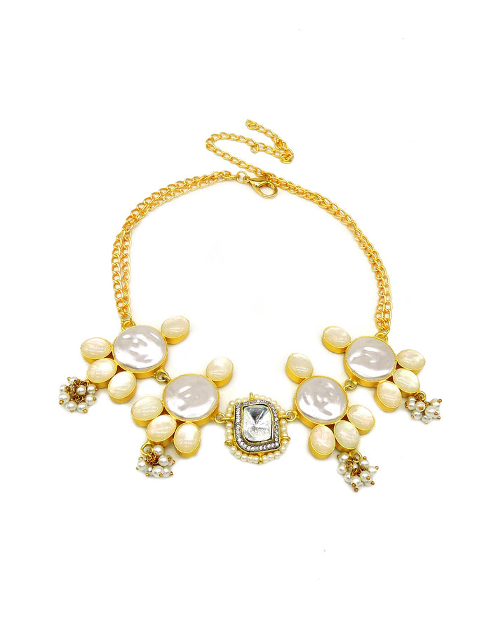 Crystal & Baroque Pearl Necklace - Statement Necklaces - Gold-Plated & Hypoallergenic Jewellery - Made in India - Dubai Jewellery - Dori