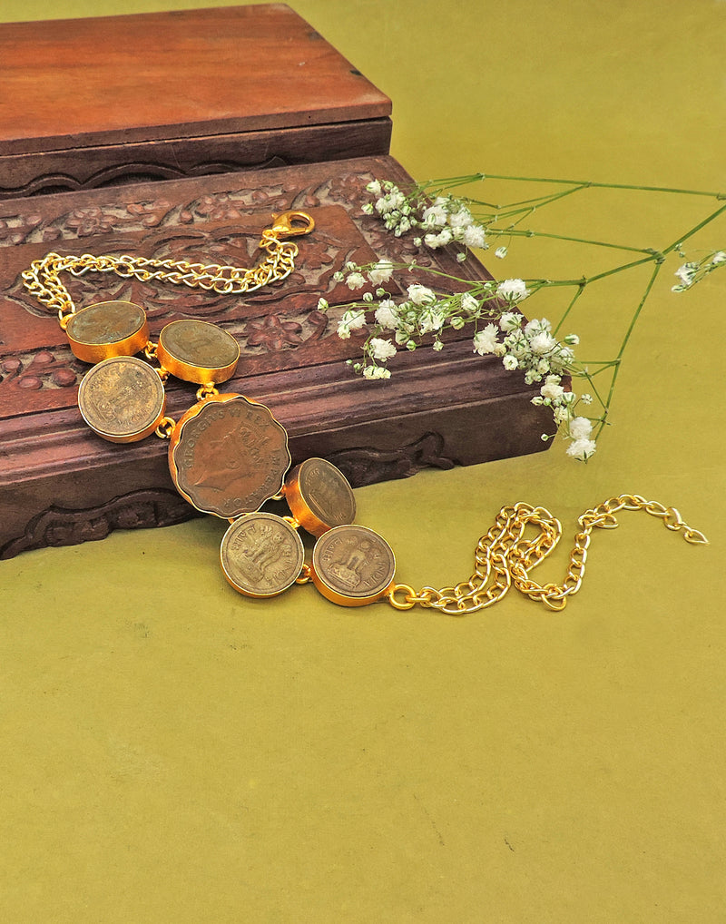 Antique Coin Necklace - Statement Necklaces - Gold-Plated & Hypoallergenic Jewellery - Made in India - Dubai Jewellery - Dori