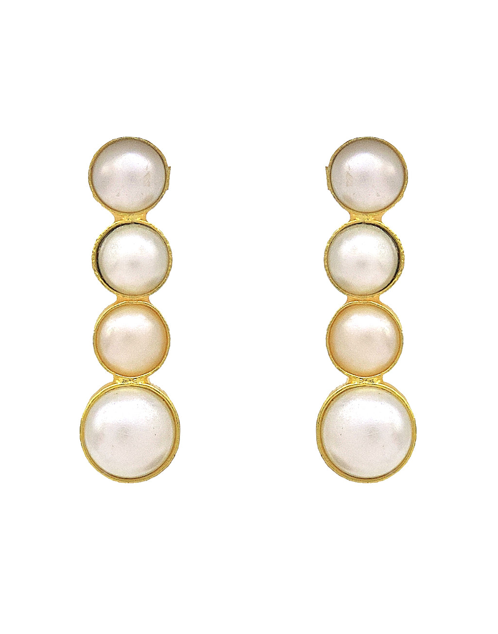 Pearl Quad Earrings - Statement Earrings - Gold-Plated & Hypoallergenic - Made in India - Dubai Jewellery - Dori