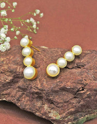 Pearl Quad Earrings - Statement Earrings - Gold-Plated & Hypoallergenic - Made in India - Dubai Jewellery - Dori