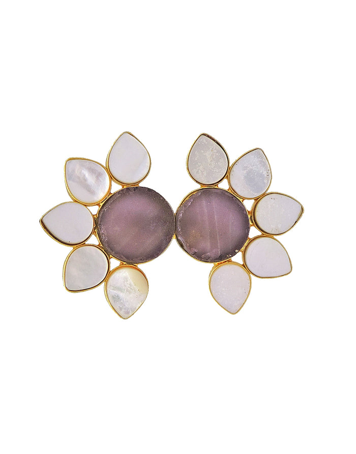 Twin Flora Ring (Amethyst) - Statement Rings - Gold-Plated & Hypoallergenic Jewellery - Made in India - Dubai Jewellery - Dori