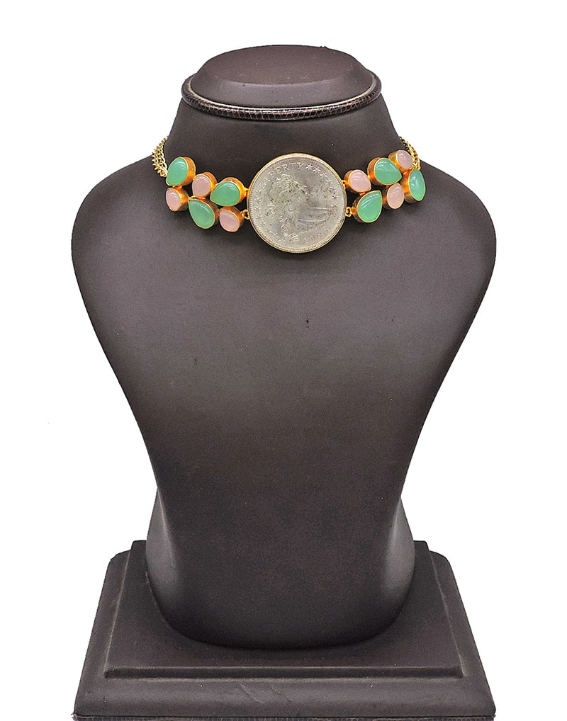 Coin & Monalisa Necklace - Statement Necklaces - Gold-Plated & Hypoallergenic Jewellery - Made in India - Dubai Jewellery - Dori