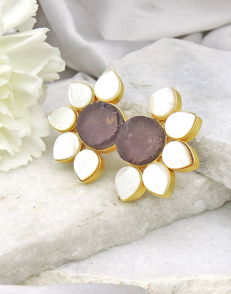 Twin Flora Ring (Amethyst) - Statement Rings - Gold-Plated & Hypoallergenic Jewellery - Made in India - Dubai Jewellery - Dori