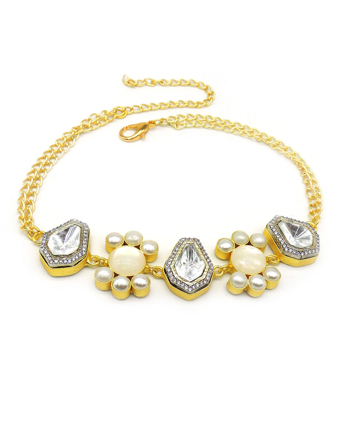 Flower & Crystal Necklace - Statement Necklaces - Gold-Plated & Hypoallergenic Jewellery - Made in India - Dubai Jewellery - Dori