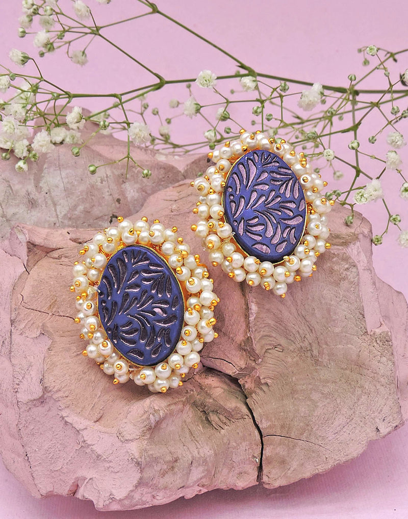Oval Bloom Earrings - Statement Earrings - Gold-Plated & Hypoallergenic - Made in India - Dubai Jewellery - Dori