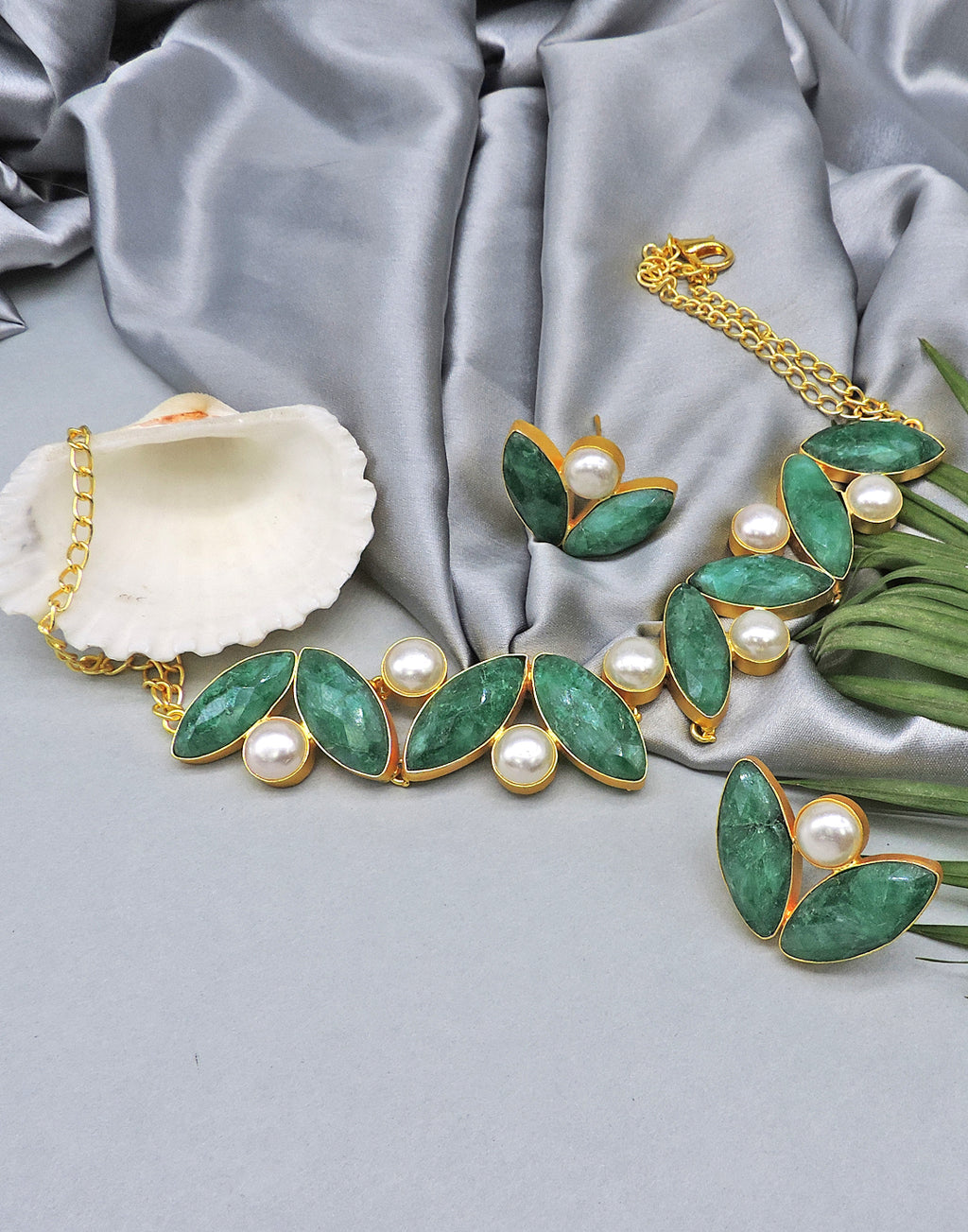 Green Haathi Studs - Statement Earrings - Gold-Plated & Hypoallergenic Jewellery - Made in India - Dubai Jewellery - Dori