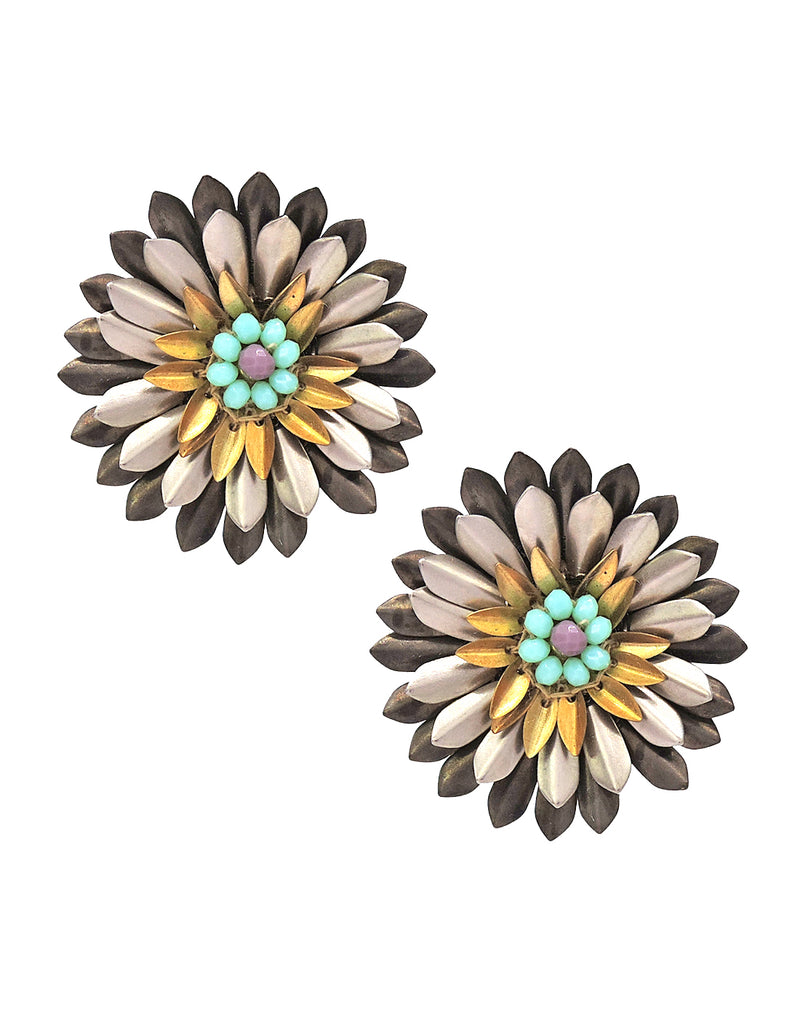 White Flower Bead Earrings - Statement Earrings - Gold-Plated & Hypoallergenic - Made in India - Dubai Jewellery - Dori