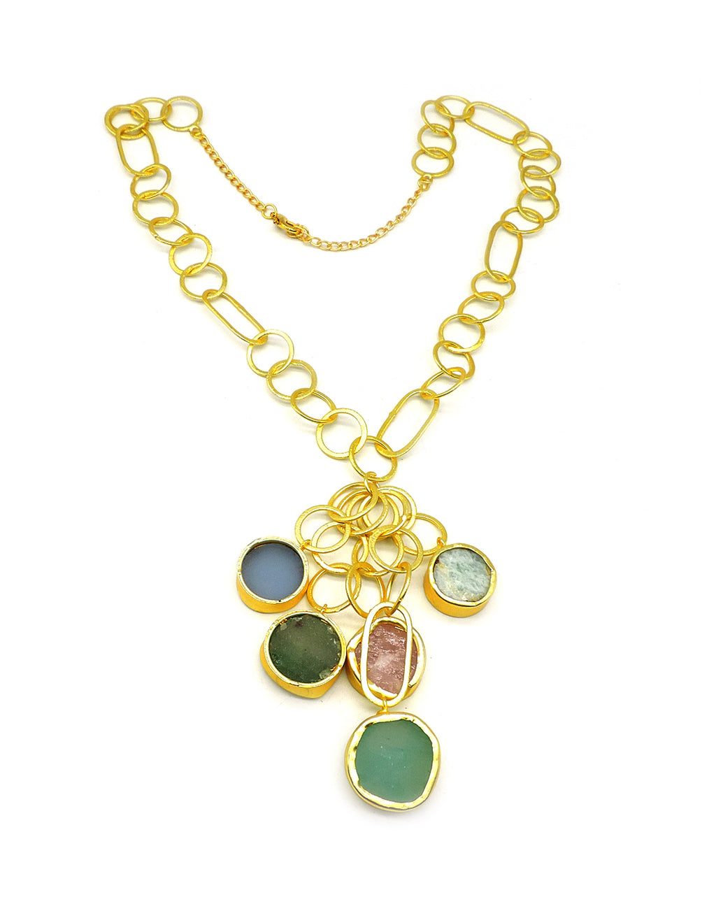 Jewelled Chain Necklace - Statement Necklaces - Gold-Plated & Hypoallergenic Jewellery - Made in India - Dubai Jewellery - Dori