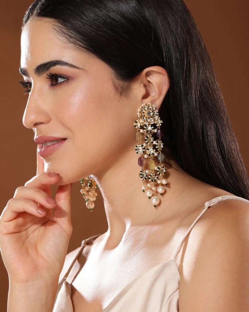 Evangeline Polki Jaali Earrings - Earrings - Handcrafted Jewellery - Made in India - Dubai Jewellery, Fashion & Lifestyle - Dori