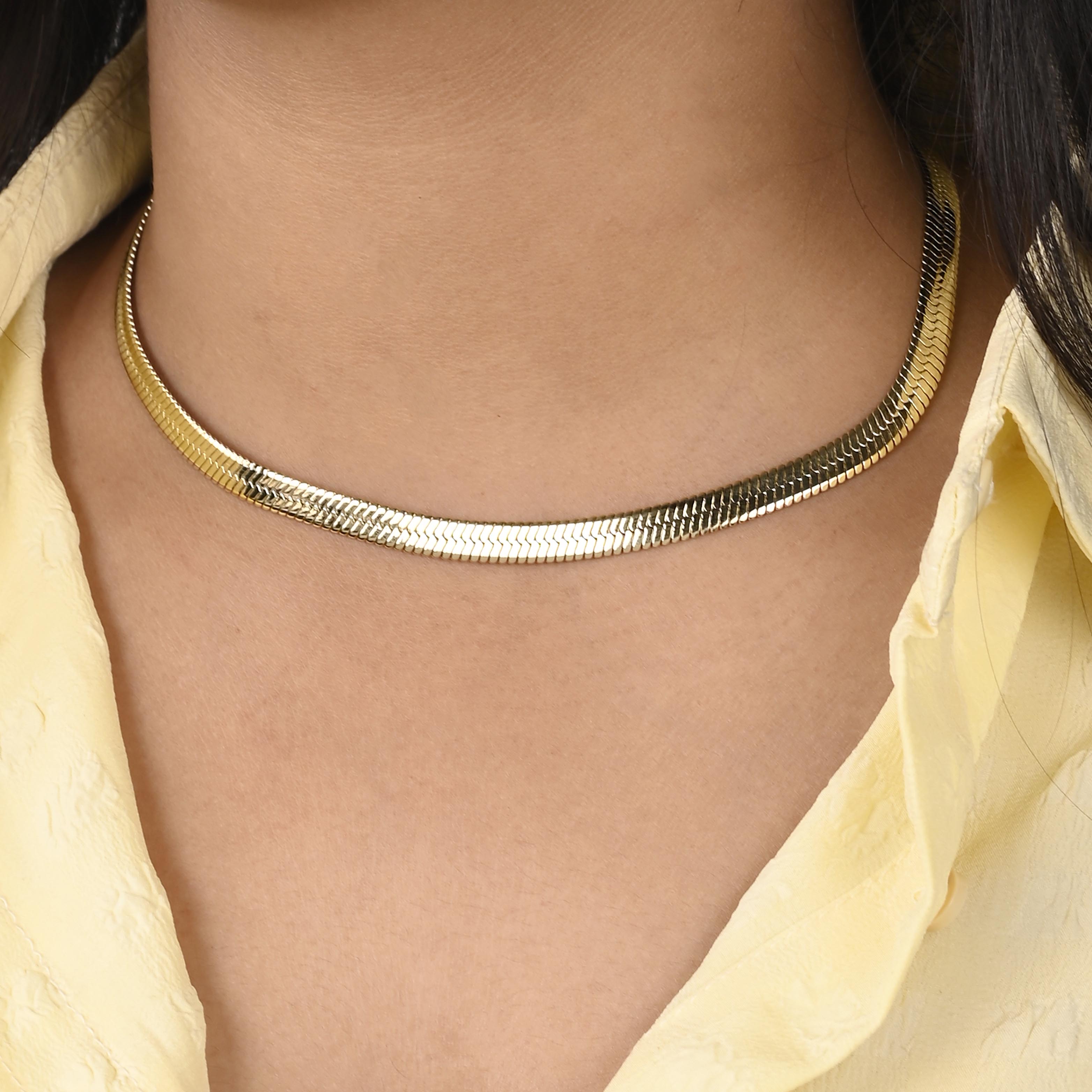 Snake Chain Necklace - Statement Necklaces - Gold-Plated & Hypoallergenic Jewellery - Made in India - Dubai Jewellery - Dori