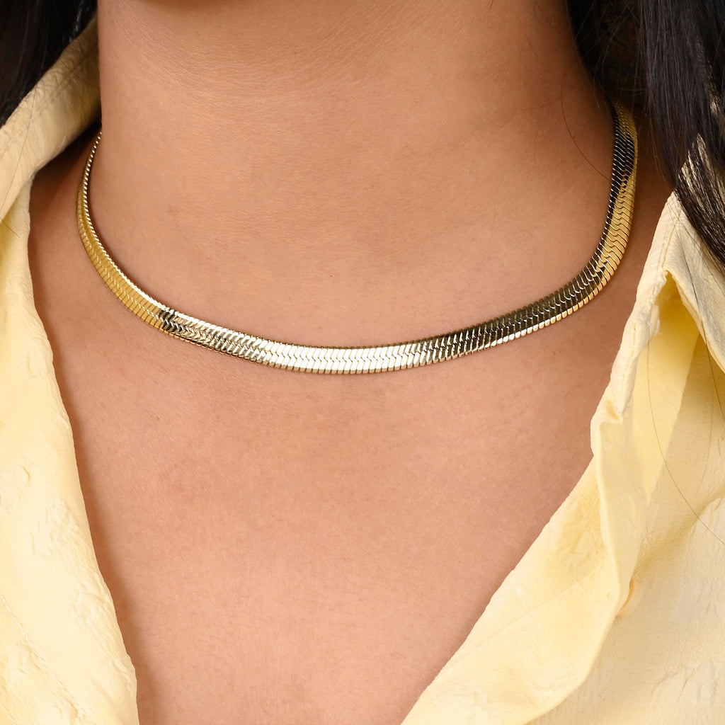 Snake Chain Necklace - Statement Necklaces - Gold-Plated & Hypoallergenic Jewellery - Made in India - Dubai Jewellery - Dori