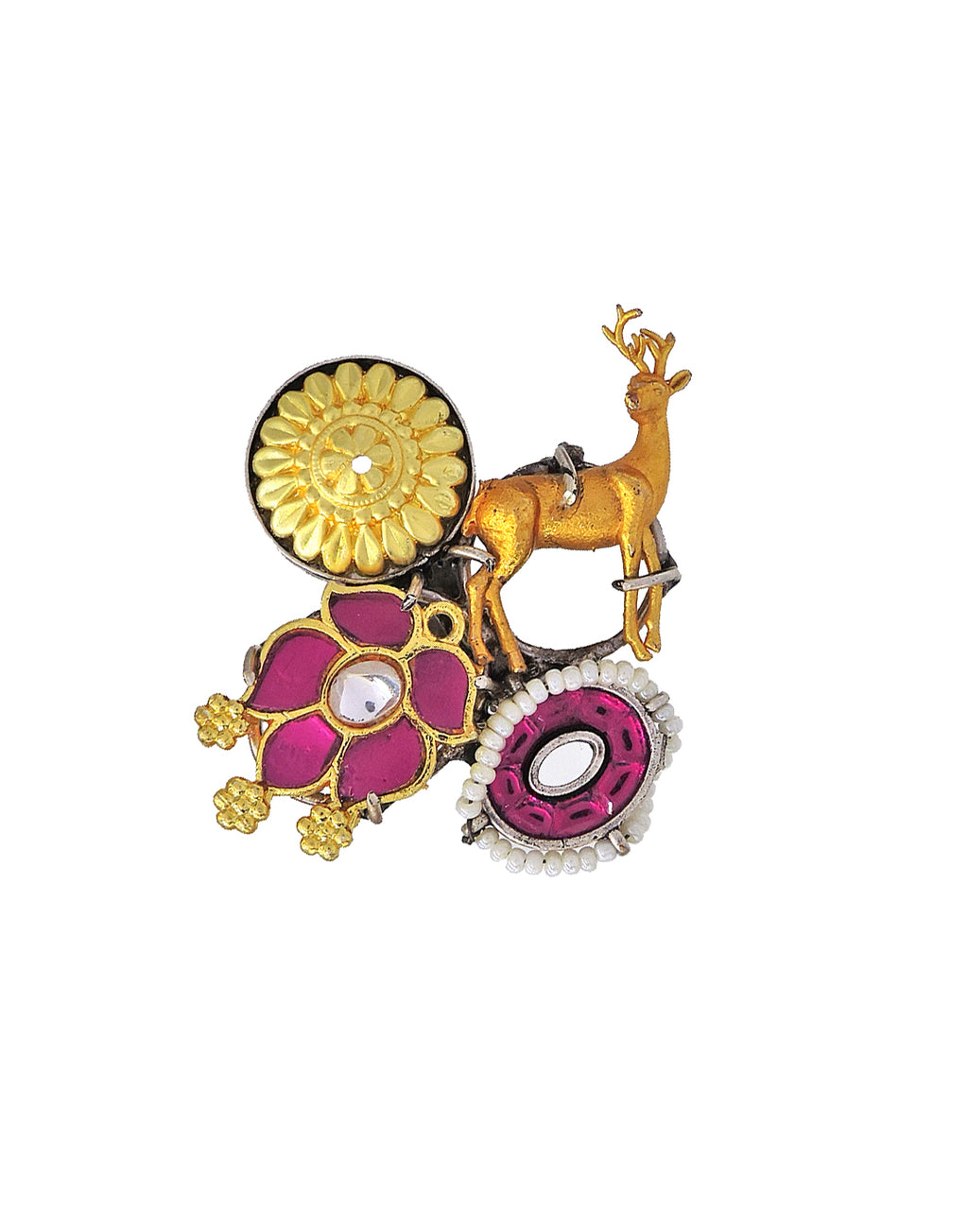 Deer Ornament Ring - Statement Rings - Gold-Plated & Hypoallergenic Jewellery - Made in India - Dubai Jewellery - Dori