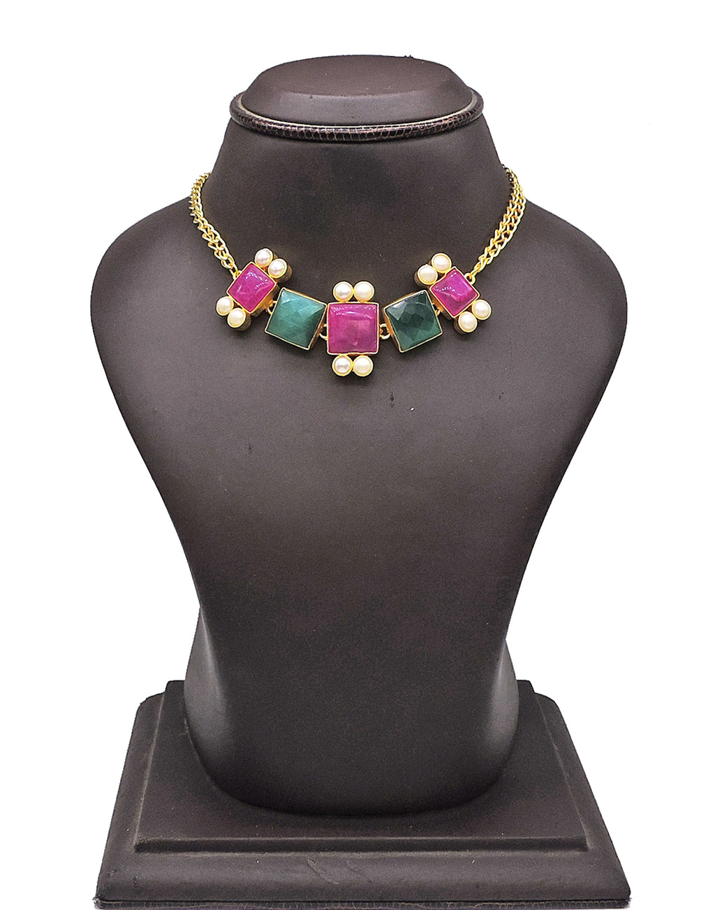 Rainbow Cube Necklace - Statement Necklaces - Gold-Plated & Hypoallergenic Jewellery - Made in India - Dubai Jewellery - Dori