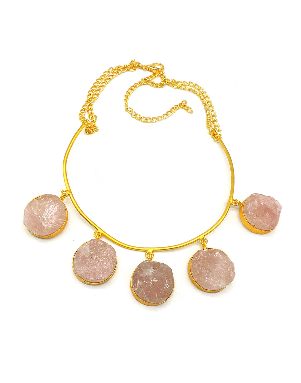 Rose Quartz Necklace - Statement Necklaces - Gold-Plated & Hypoallergenic Jewellery - Made in India - Dubai Jewellery - Dori