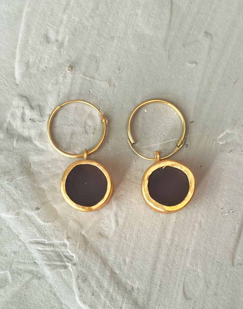 Stone Hoops (Quartz) - Statement Earrings - Gold-Plated & Hypoallergenic Jewellery - Made in India - Dubai Jewellery - Dori