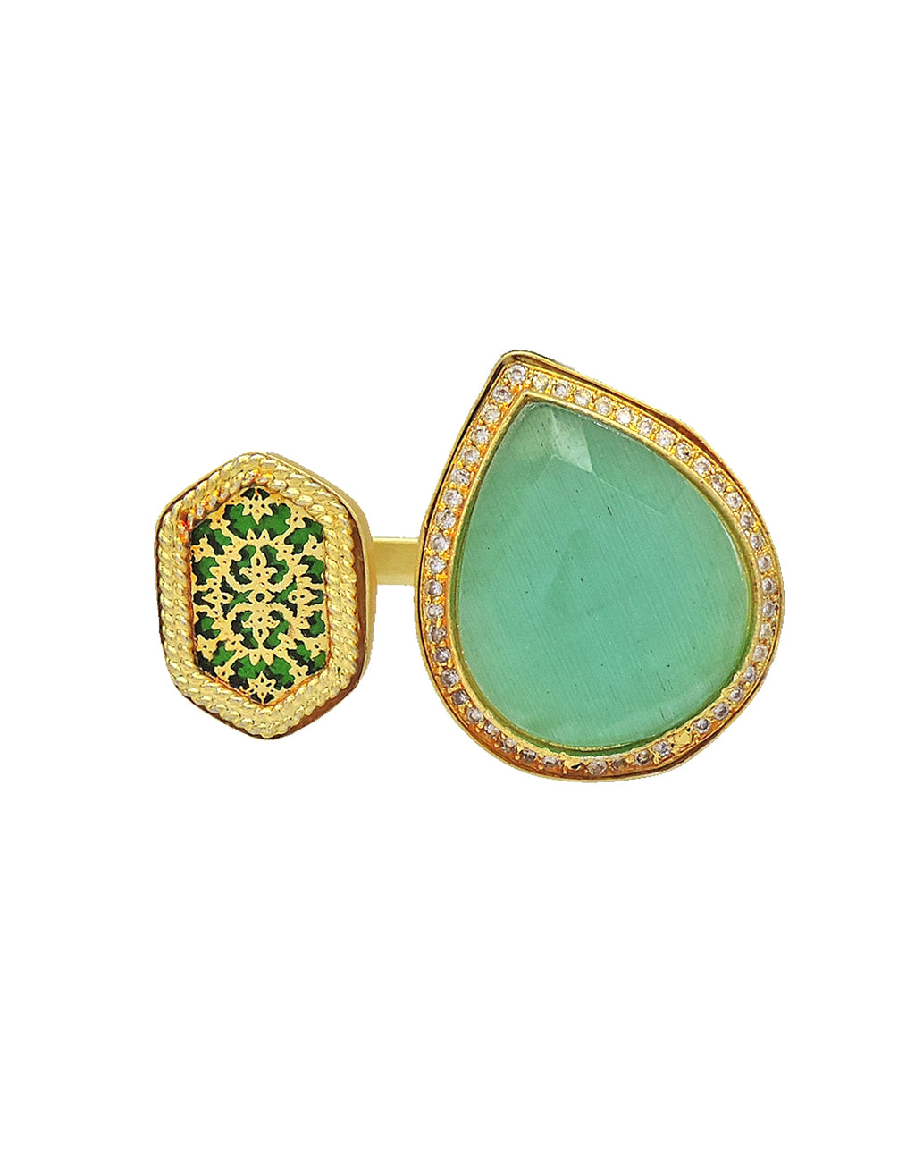 Jewel Heritage Ring - Statement Rings - Gold-Plated & Hypoallergenic Jewellery - Made in India - Dubai Jewellery - Dori