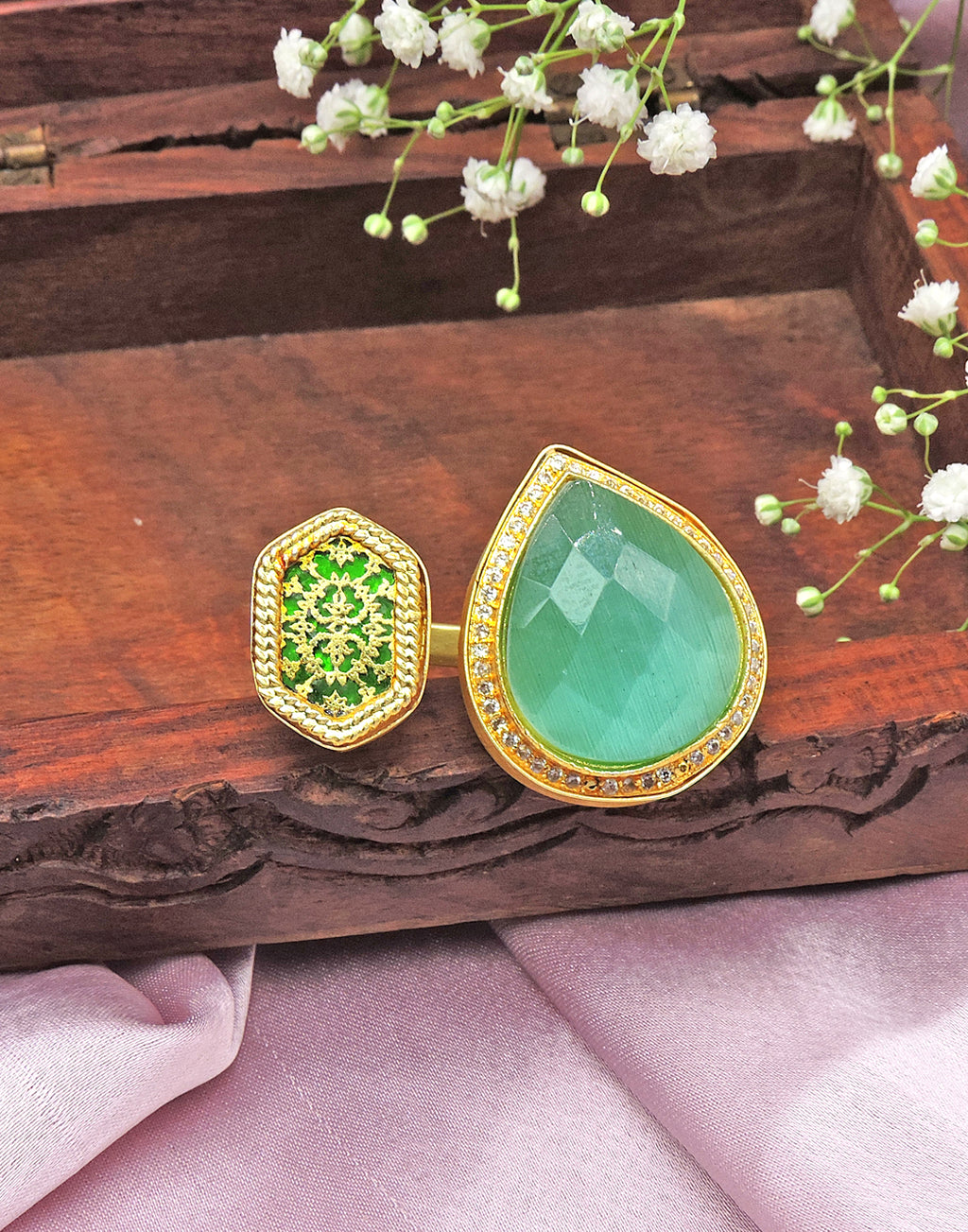 Jewel Heritage Ring - Statement Rings - Gold-Plated & Hypoallergenic Jewellery - Made in India - Dubai Jewellery - Dori