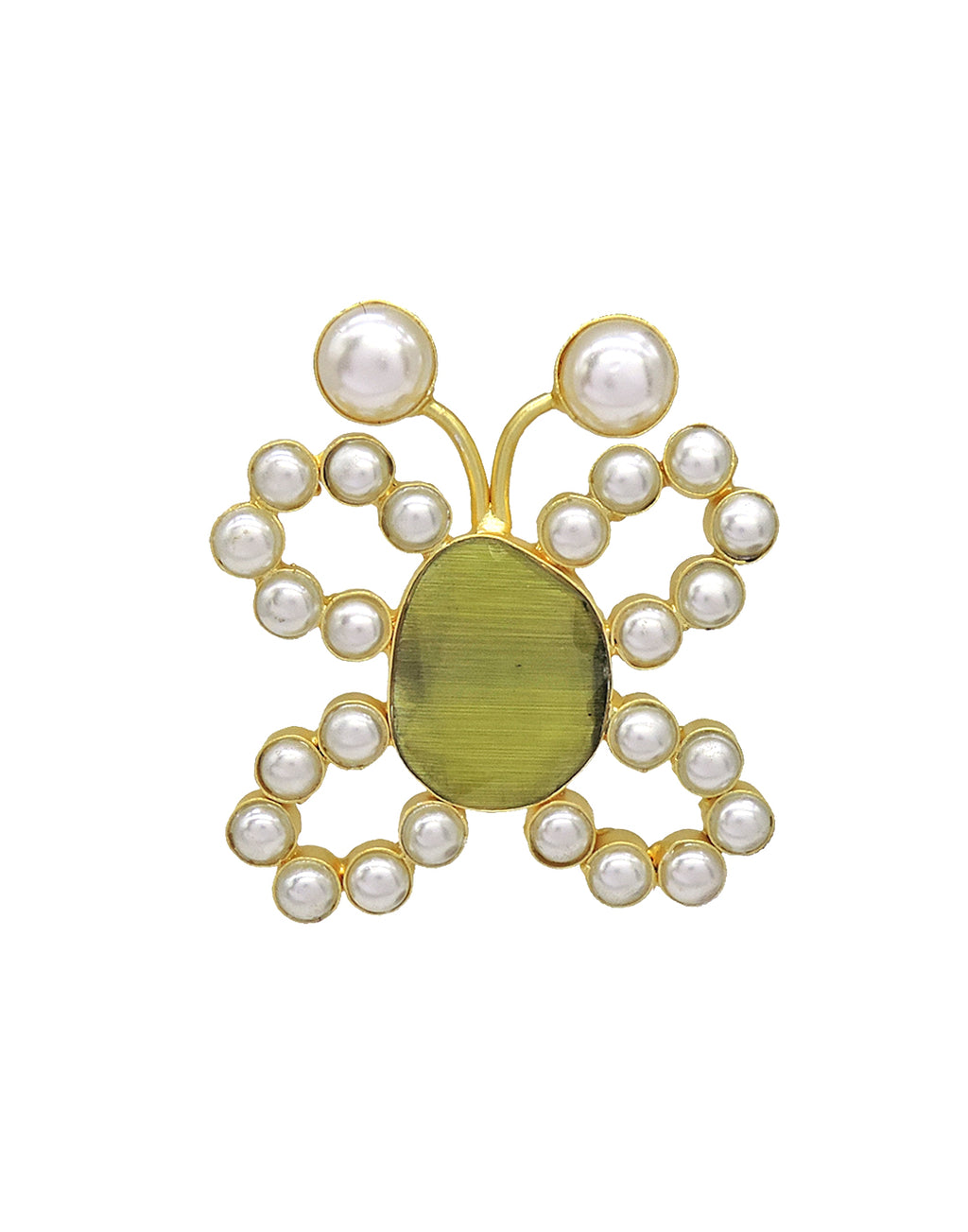 Butterfly Pearl Ring - Statement Rings - Gold-Plated & Hypoallergenic Jewellery - Made in India - Dubai Jewellery - Dori
