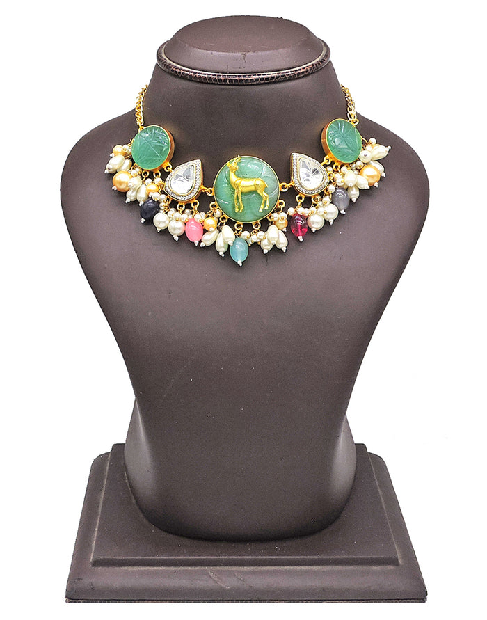 Deer Rainbow Necklace - Statement Necklaces - Gold-Plated & Hypoallergenic Jewellery - Made in India - Dubai Jewellery - Dori