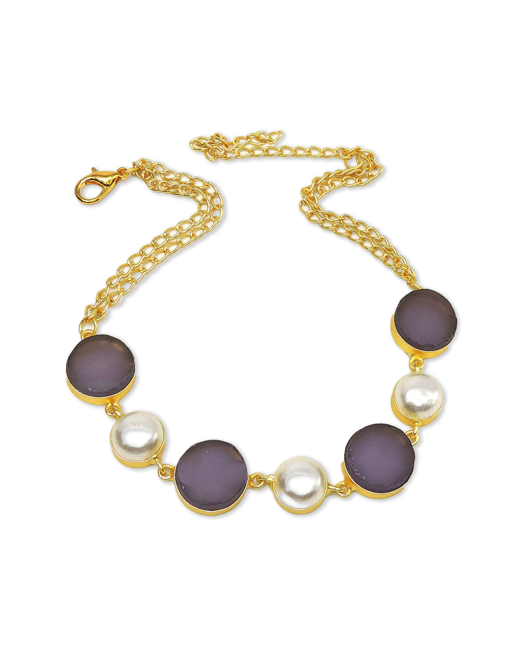 Amethyst & Pearl Necklace - Statement Necklaces - Gold-Plated & Hypoallergenic Jewellery - Made in India - Dubai Jewellery - Dori