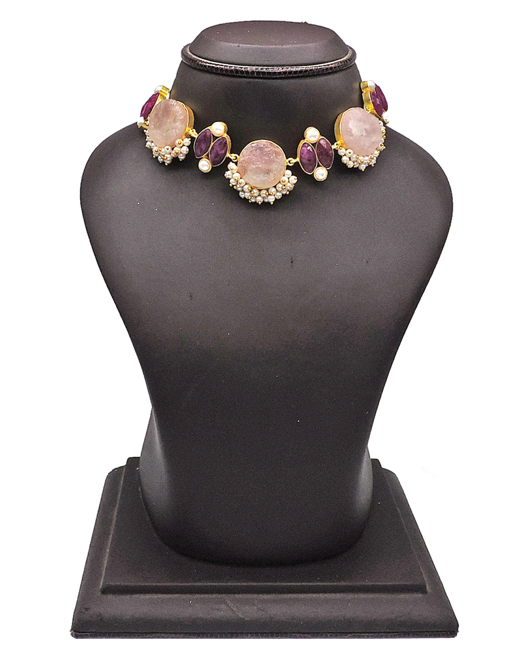 Rose & Red Haathi Necklace - Statement Necklaces - Gold-Plated & Hypoallergenic Jewellery - Made in India - Dubai Jewellery - Dori