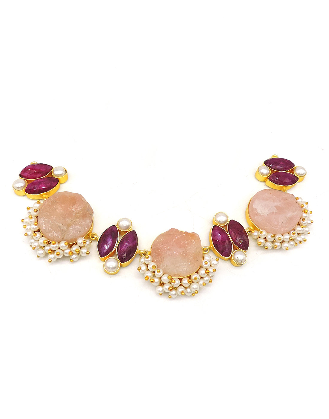 Rose & Red Haathi Necklace - Statement Necklaces - Gold-Plated & Hypoallergenic Jewellery - Made in India - Dubai Jewellery - Dori