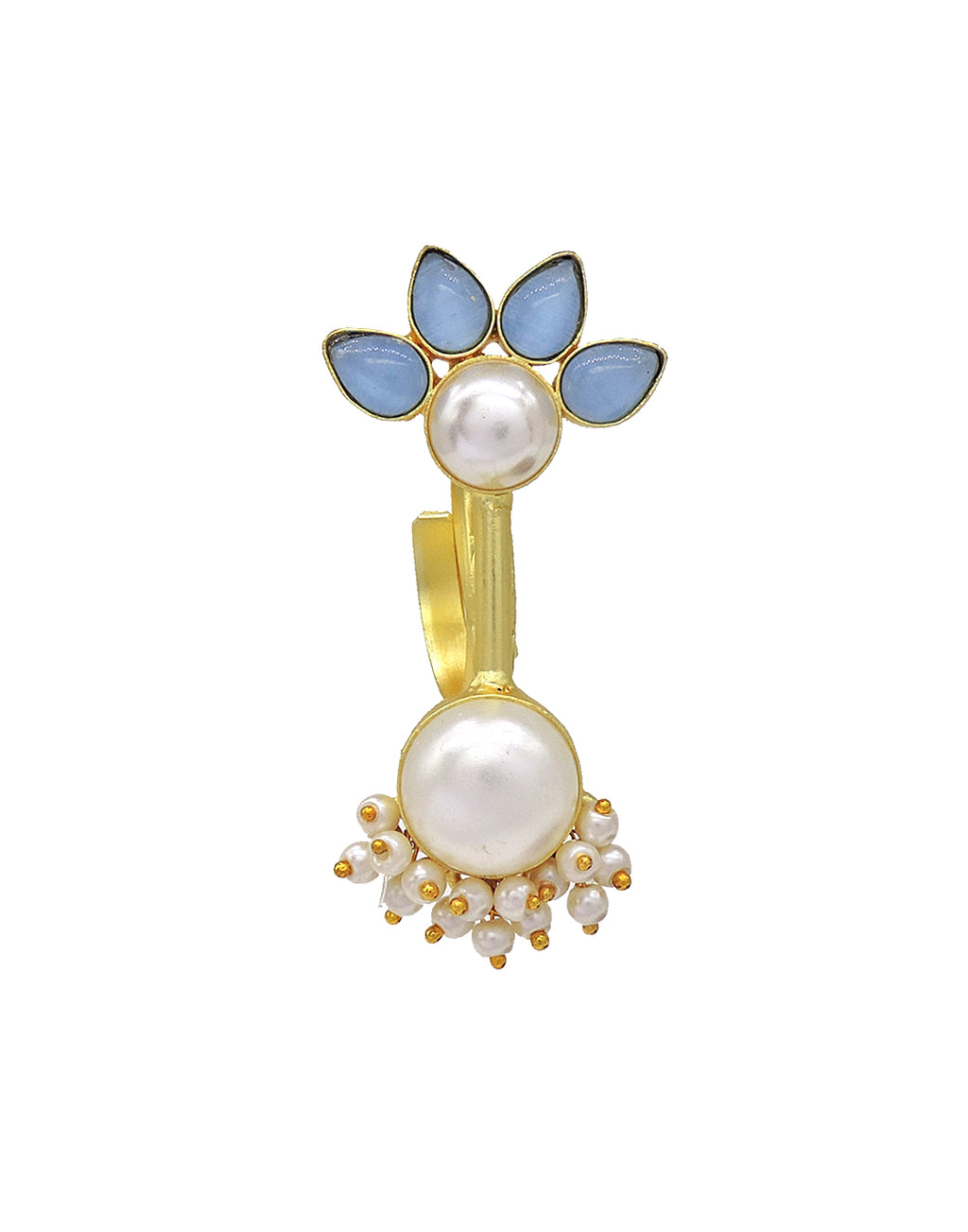 Floral Pearl Ring - Statement Rings - Gold-Plated & Hypoallergenic Jewellery - Made in India - Dubai Jewellery - Dori