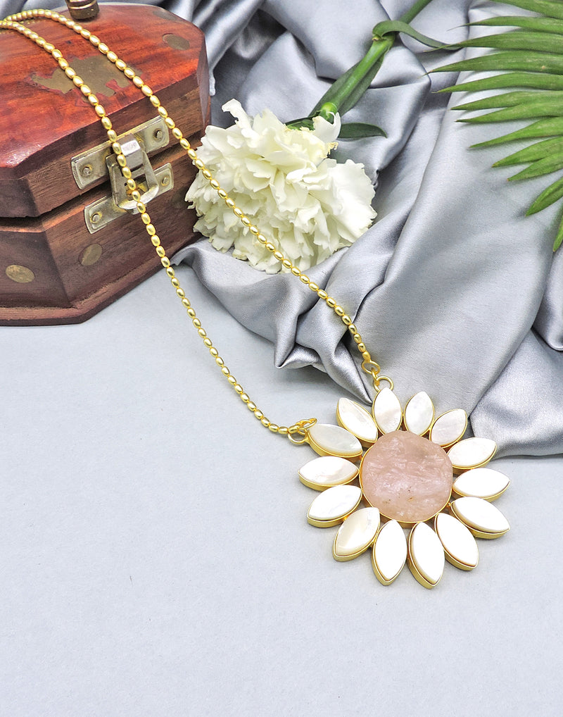 Rose Sunflower Necklace - Statement Necklaces - Gold-Plated & Hypoallergenic Jewellery - Made in India - Dubai Jewellery - Dori
