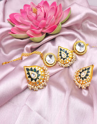 Teardrop Kundan Necklace - Statement Necklaces - Gold-Plated & Hypoallergenic Jewellery - Made in India - Dubai Jewellery - Dori