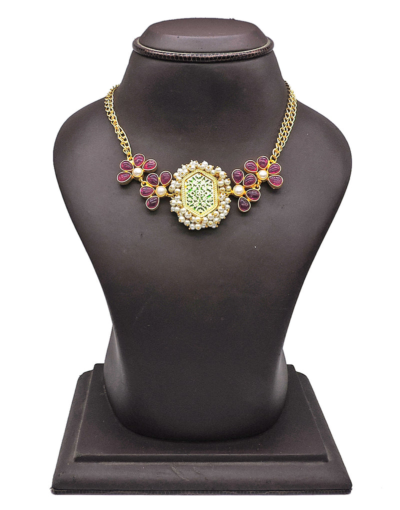 Heritage Flower Necklace - Statement Necklaces - Gold-Plated & Hypoallergenic Jewellery - Made in India - Dubai Jewellery - Dori