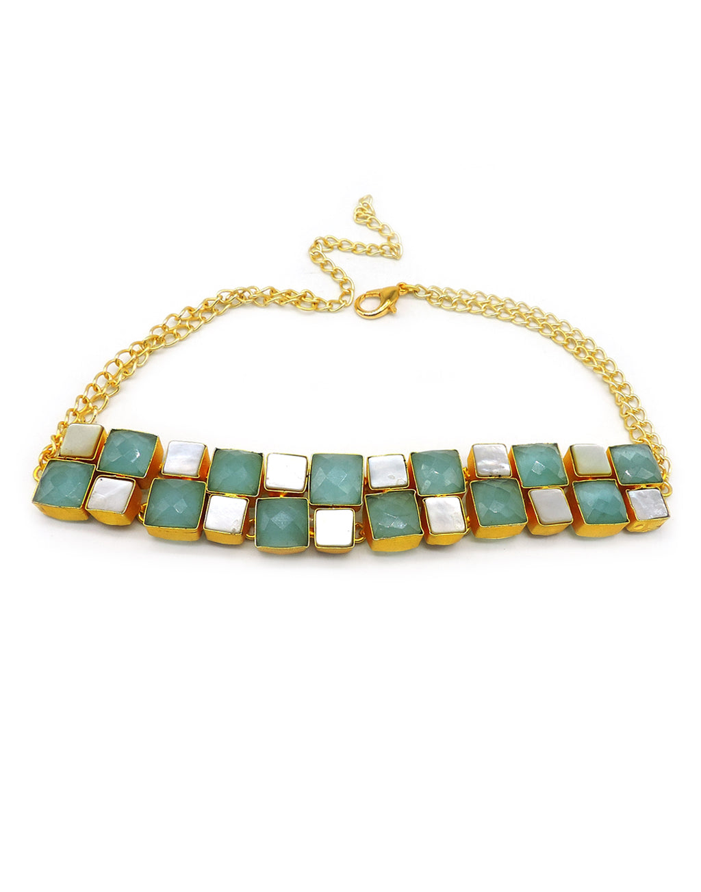 Square Row Choker - Statement Necklaces - Gold-Plated & Hypoallergenic Jewellery - Made in India - Dubai Jewellery - Dori