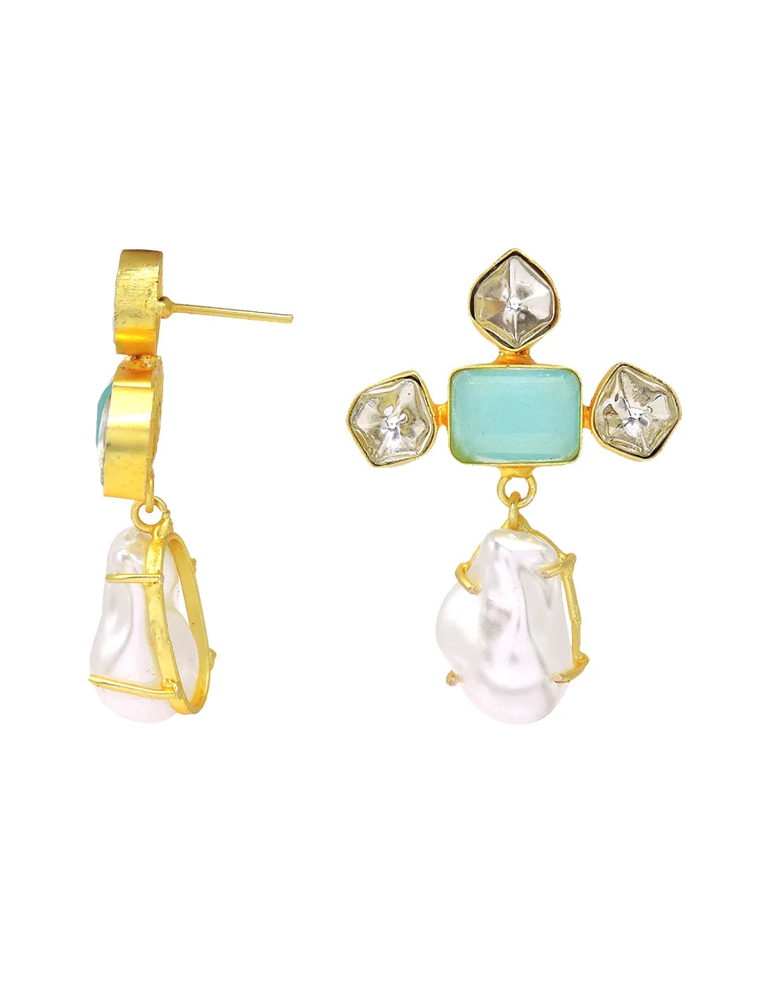 Pearl Polki Earrings- Handcrafted Jewellery from Dori