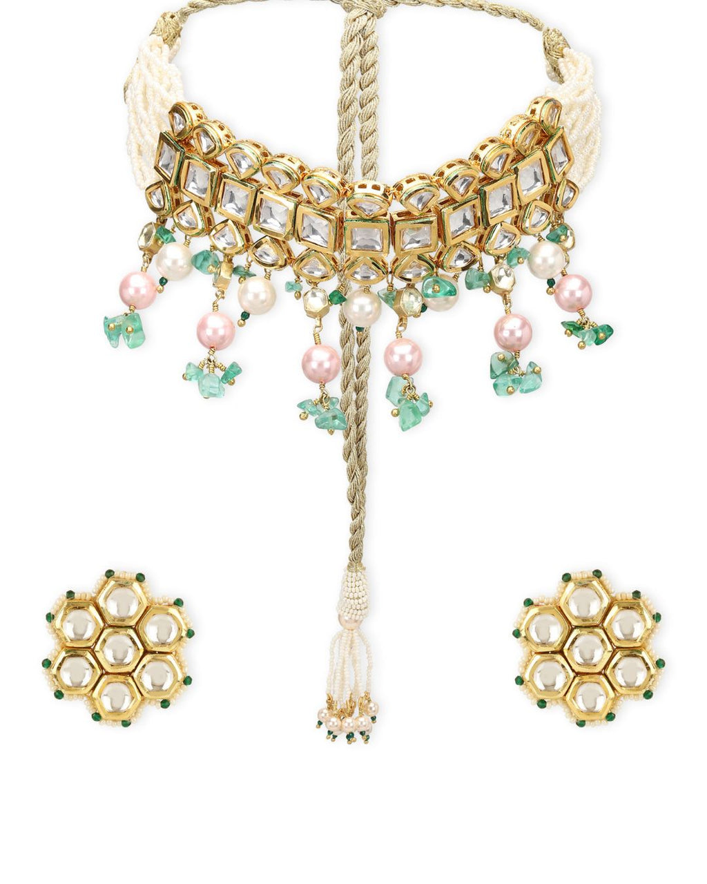 Lysandra Hasli Kundankari Choker Set - Necklaces - Handcrafted Jewellery - Made in India - Dubai Jewellery, Fashion & Lifestyle - Dori