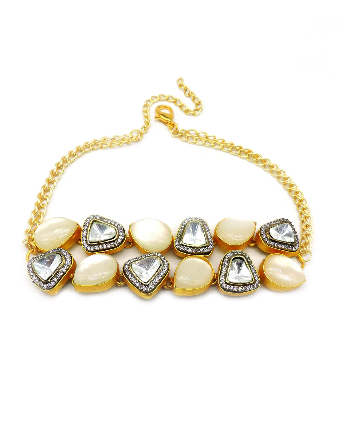 Crystal & Shell Necklace - Statement Necklaces - Gold-Plated & Hypoallergenic Jewellery - Made in India - Dubai Jewellery - Dori