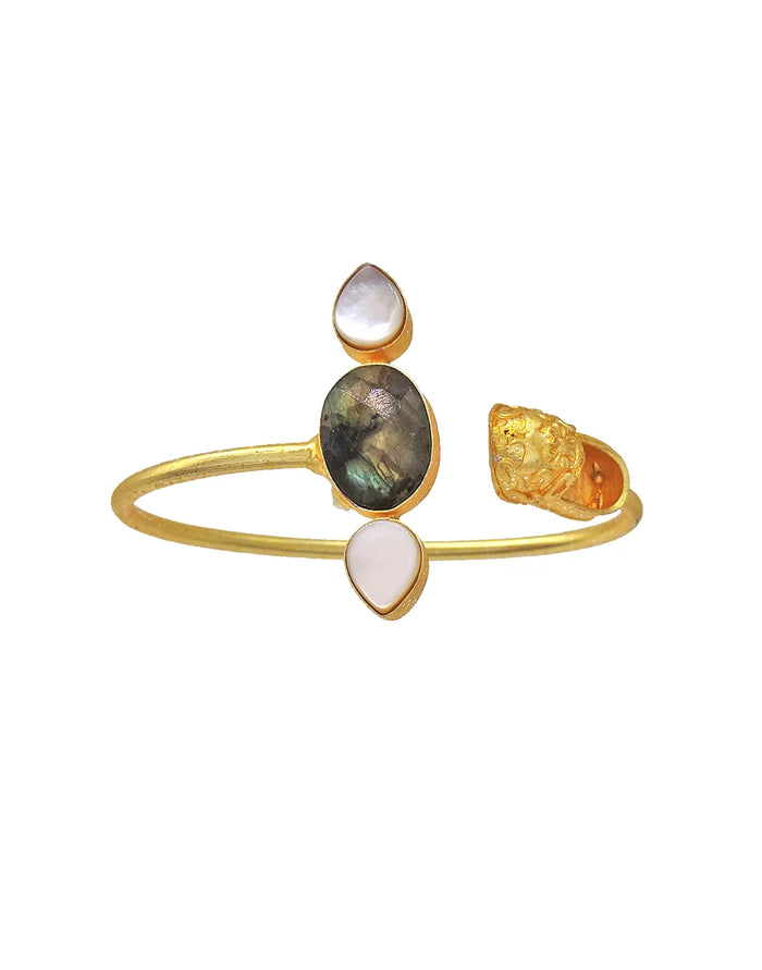 Labradorite & Shell Cuff- Handcrafted Jewellery from Dori