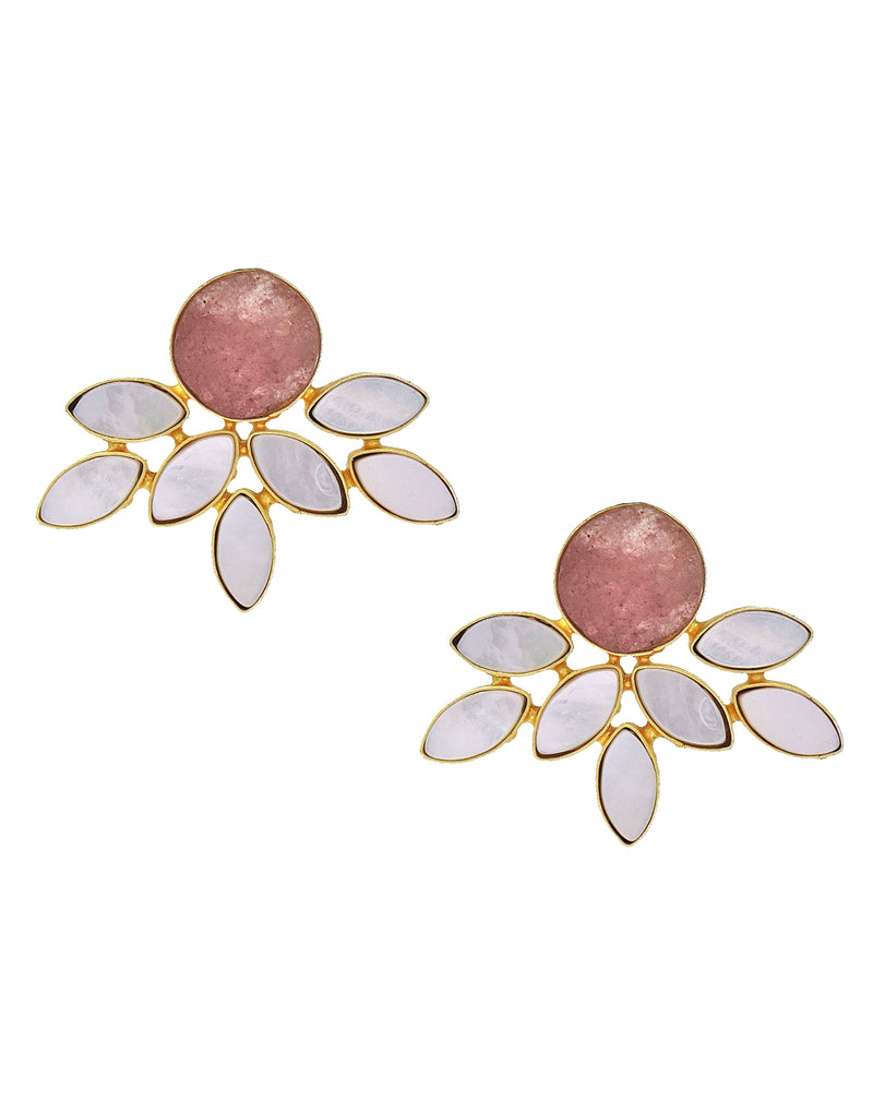 Firework Earrings (Quartz) - Statement Earrings - Gold-Plated & Hypoallergenic - Made in India - Dubai Jewellery - Dori