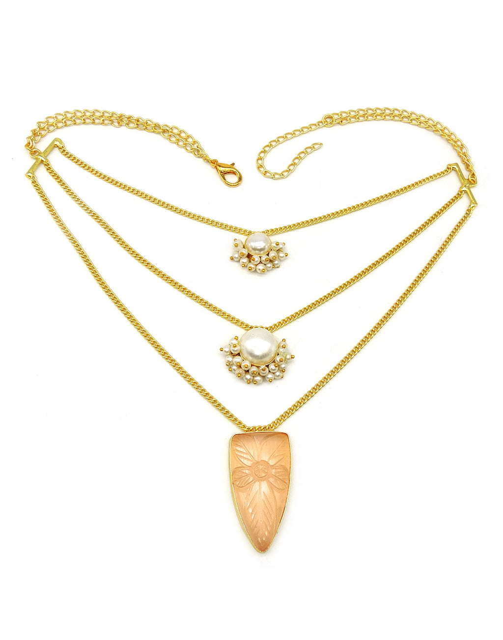 Layered Pearl Necklace - Statement Necklaces - Gold-Plated & Hypoallergenic Jewellery - Made in India - Dubai Jewellery - Dori