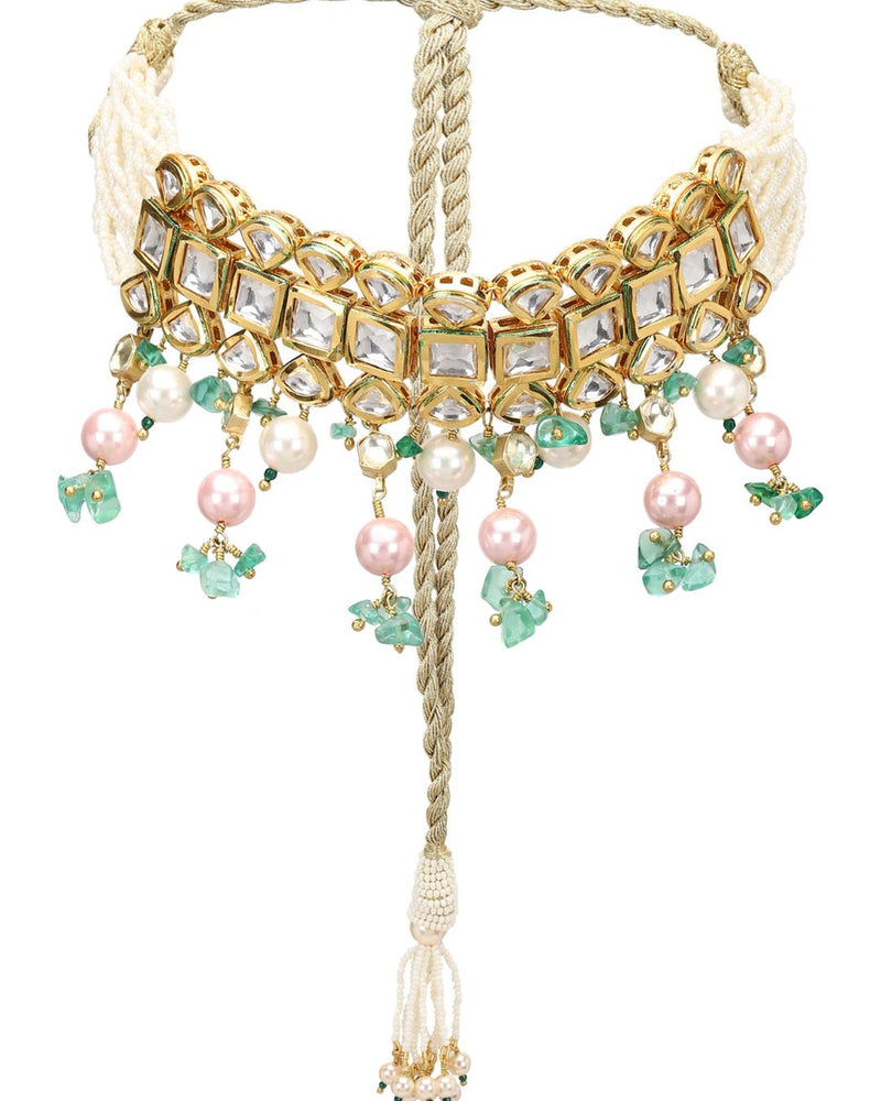 Lysandra Hasli Kundankari Choker Set - Necklaces - Handcrafted Jewellery - Made in India - Dubai Jewellery, Fashion & Lifestyle - Dori