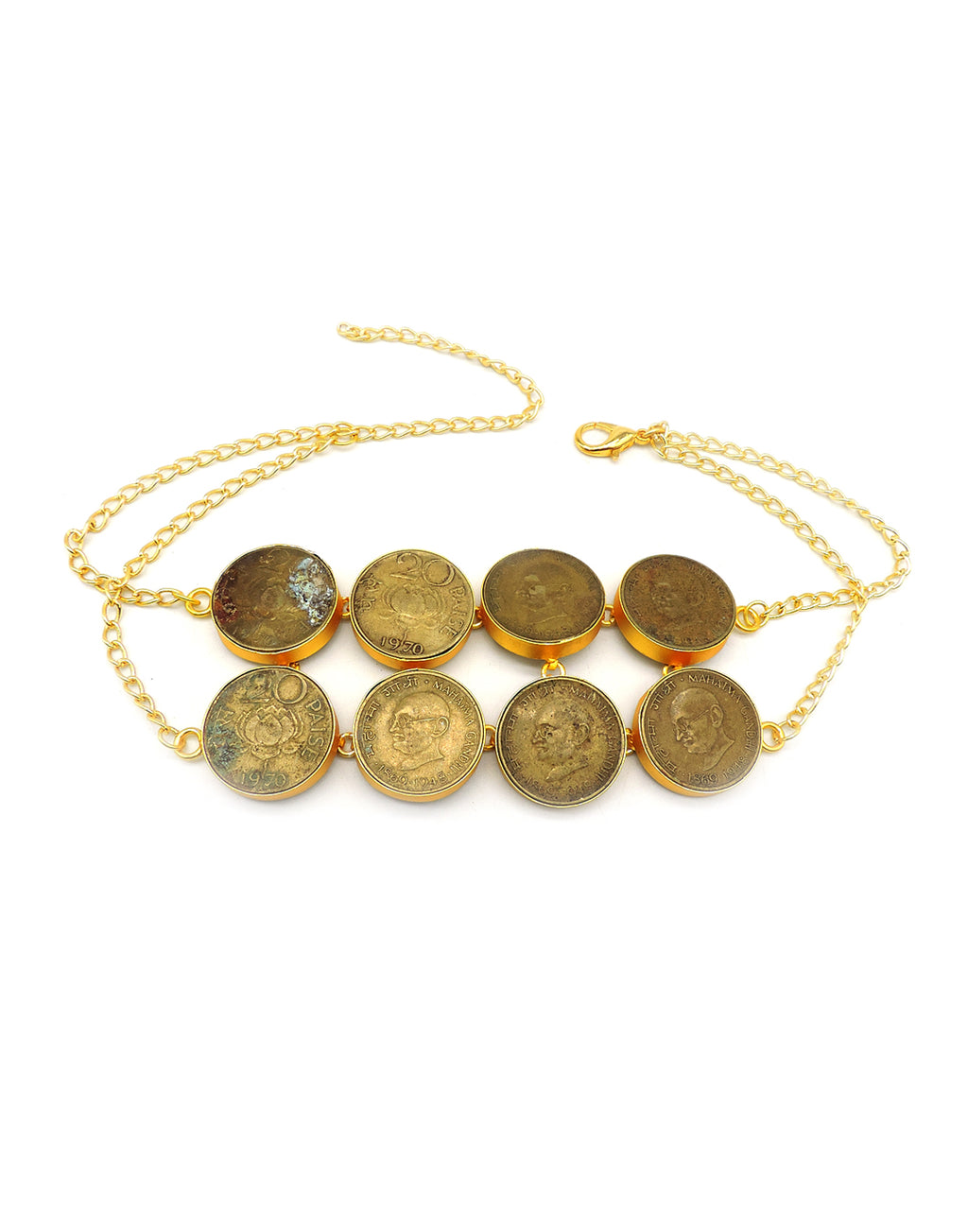 Coin Row Necklace - Statement Necklaces - Gold-Plated & Hypoallergenic Jewellery - Made in India - Dubai Jewellery - Dori