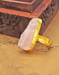 Abstract Rose Quartz Ring- Handcrafted Jewellery from Dori