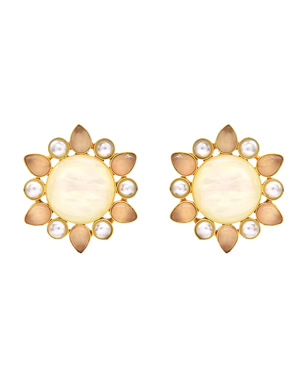 Star Flower Earrings - Statement Earrings - Gold-Plated & Hypoallergenic - Made in India - Dubai Jewellery - Dori