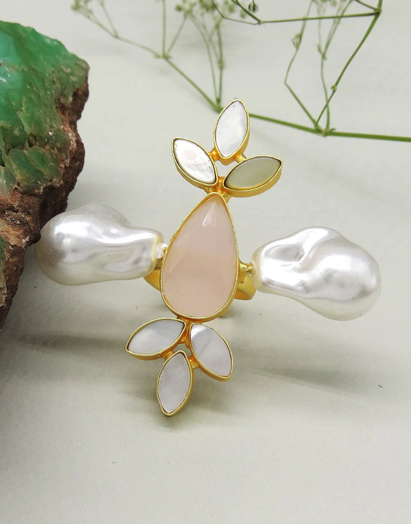 Glass & Pearl Ring- Handcrafted Jewellery from Dori