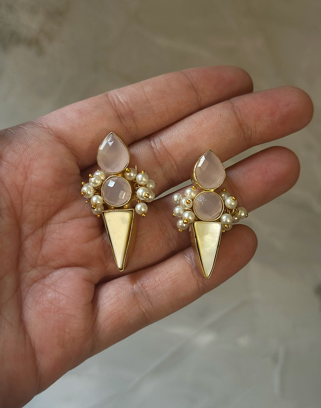 Pink Sorbet Earrings - Statement Earrings - Gold-Plated & Hypoallergenic Jewellery - Made in India - Dubai Jewellery - Dori